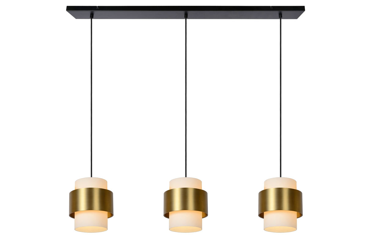 Lámpara colgante Firmin de 3 luces, regulable en altura, cristal, latón (3)