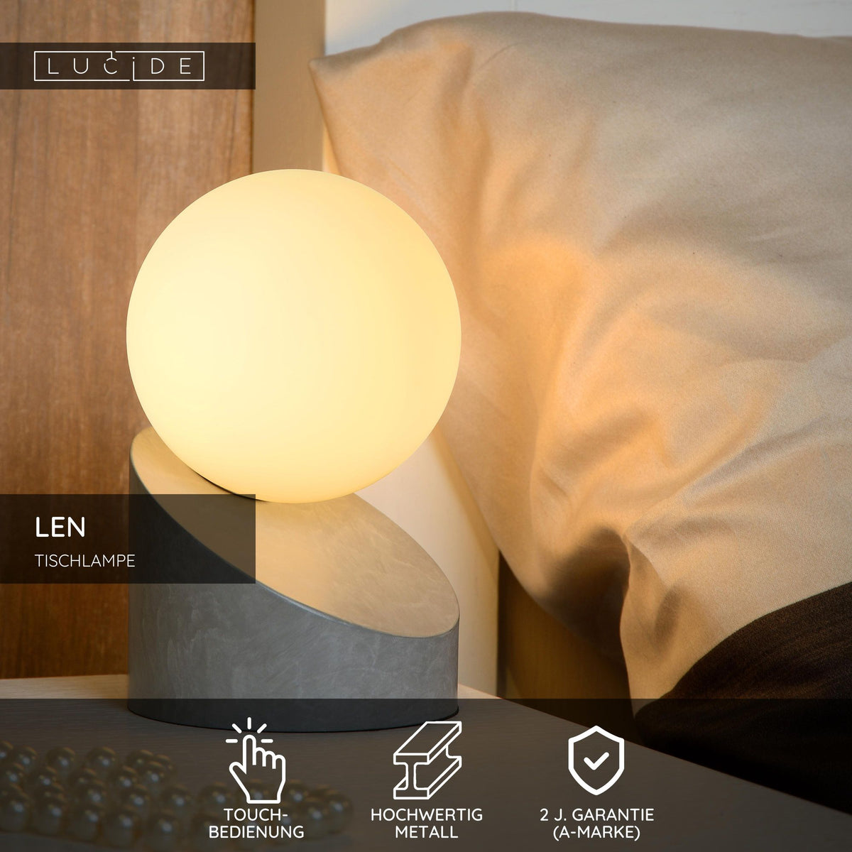 Tischlampe Len mit Schirm aus Glas (7)