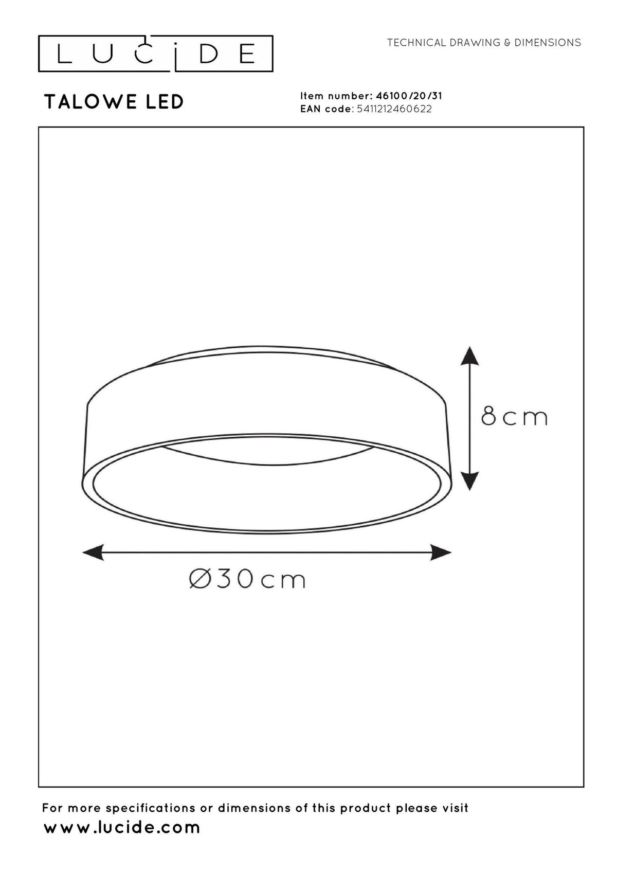 LED-Deckenleuchte Talowe dimmbar Weiß Ø 30cm (5)