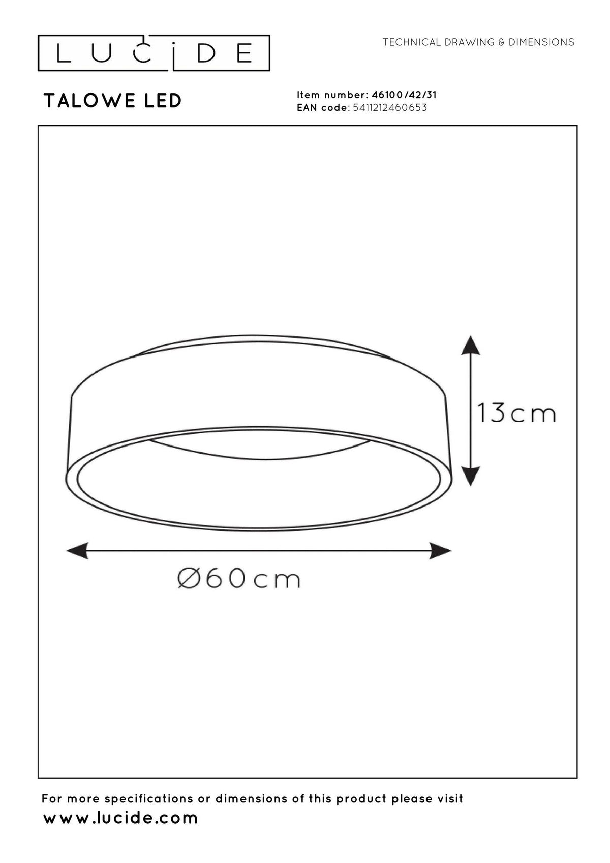 LED-Deckenleuchte Talowe dimmbar Ø 60cm Weiß (5)