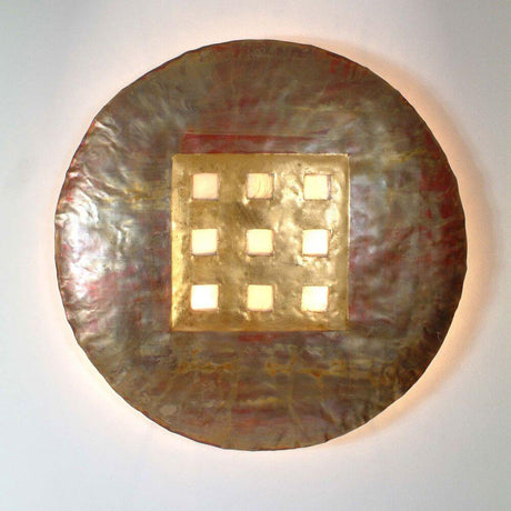 2-light wall light Disque Medium Shell Gold, Bronze on the wall, stylish design in gold and bronze.