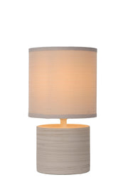 Tischlampe Greasby mit Stoffschirm und Keramikfuß (1)