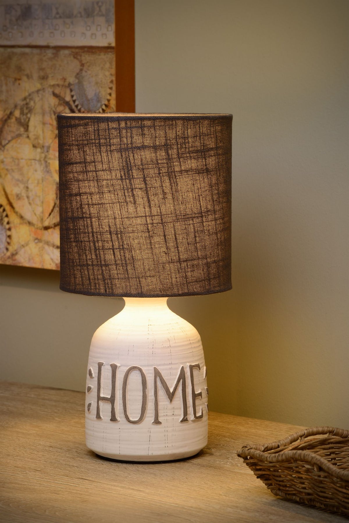 Table lamp Cosby 1-light with fabric shade and ceramic base (3)