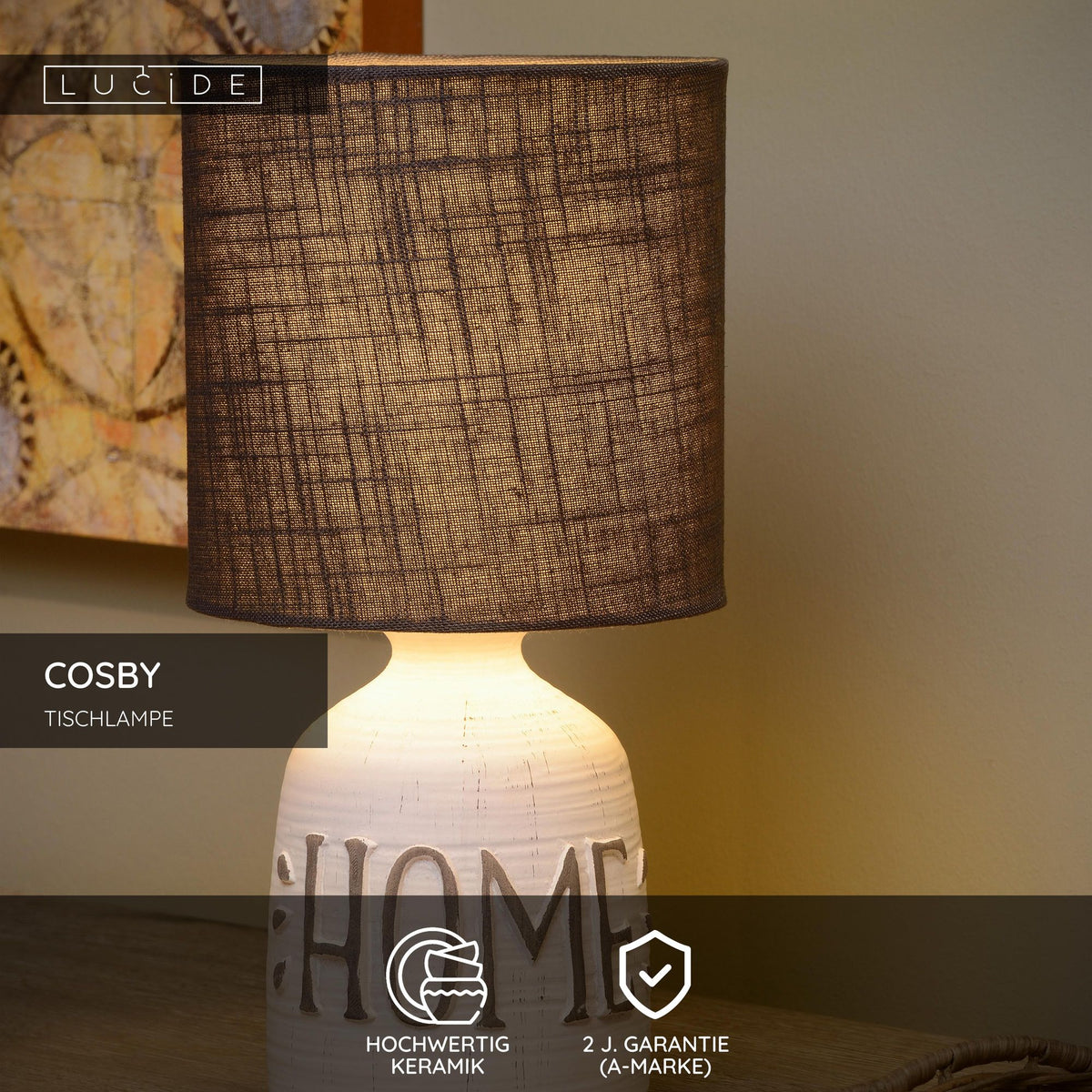 Table lamp Cosby 1-light with fabric shade and ceramic base (4)