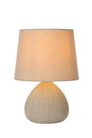 Lampada da tavolo Ramzi a 1 luce con paralume in tessuto e base in ceramica (1)