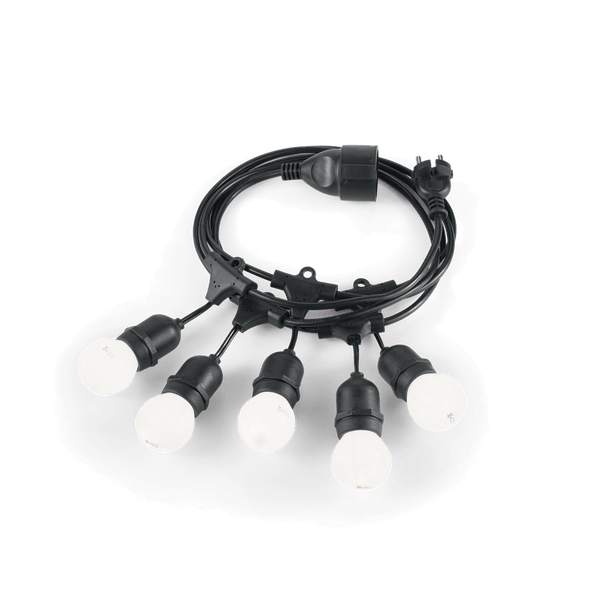Guirlande lumineuse Fiesta Sp5 à 5 lampes pour l'extérieur, noire - guirlande lumineuse stylée avec cinq lampes pour l'extérieur.