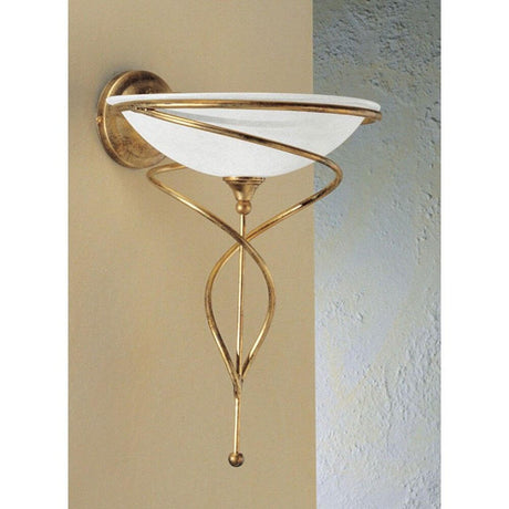 Cilenta Wandleuchte Gold-antik 45cm mit eleganten goldenen Akzenten und weißen Lampenschirm.