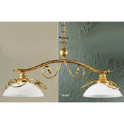 Cilenta beam 2-light antique gold 40 cm – elegant gold ceiling light with white glass.