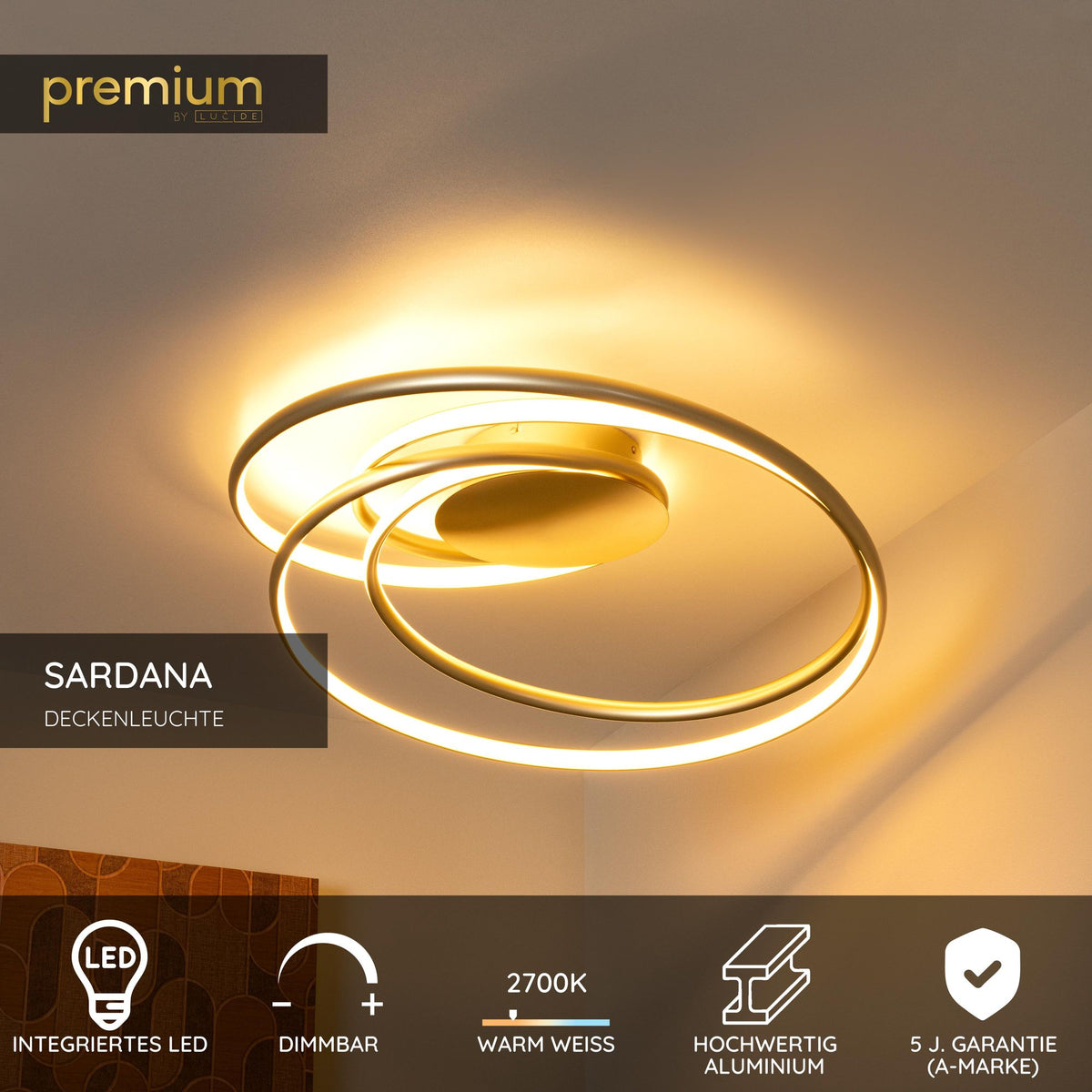 LED-Deckenleuchte Sardana dimmbar Messing (6)