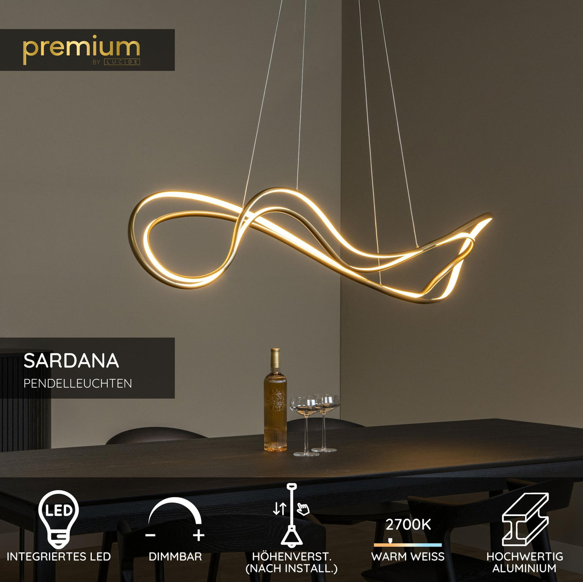 LED-Pendelleuchte Sardana dimmbar 160cm Messing (5)