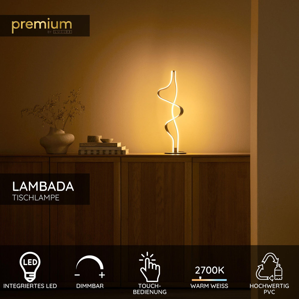 LED-Tischlampe Lambada dimmbar Champagner 60cm (5)