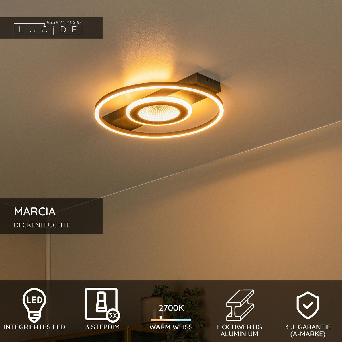 LED-Deckenleuchte Marcia dimmbar Schwarz (3)
