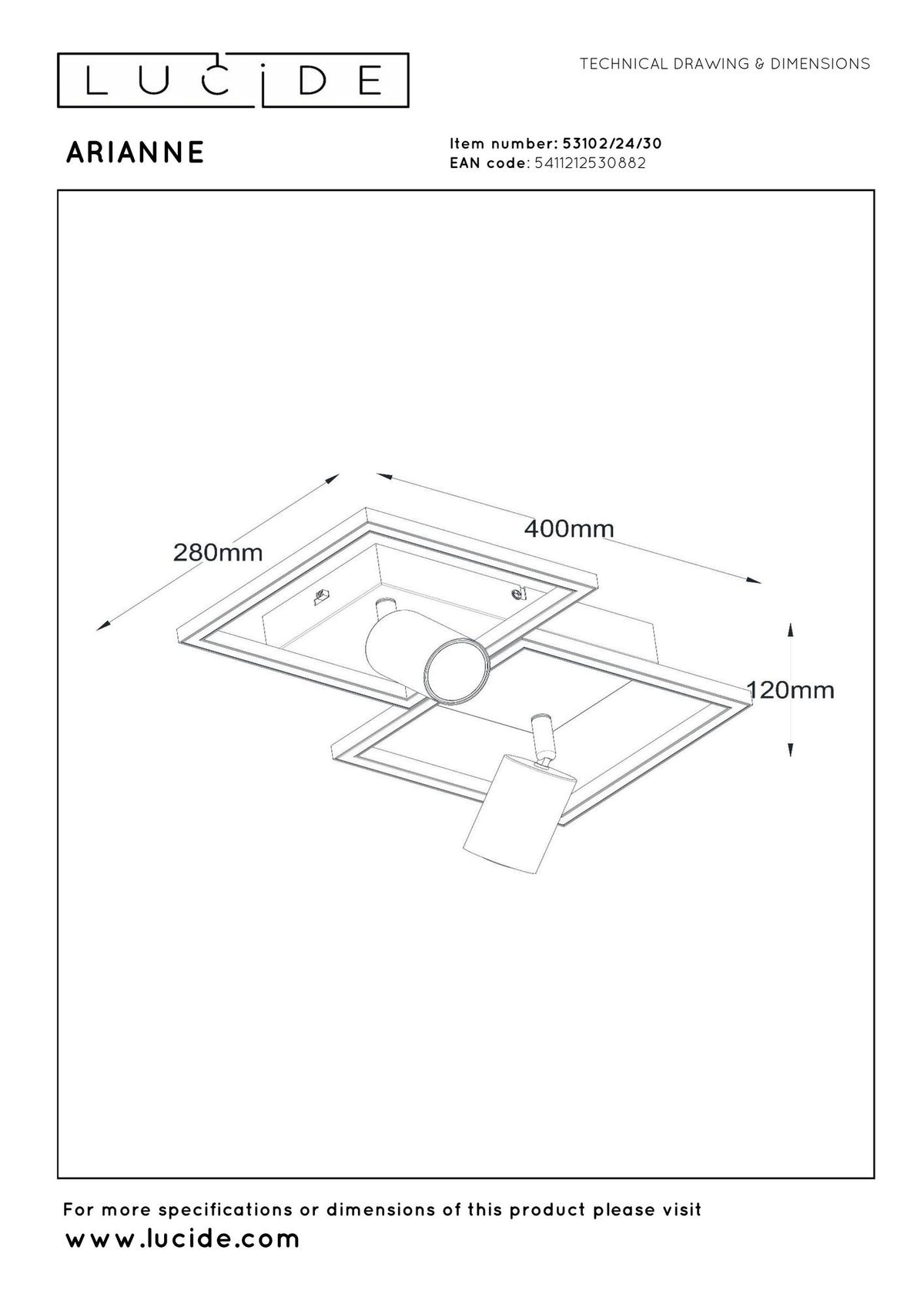 Arianne ceiling light 2-light swivel CCT 3300-4000K Black (7)