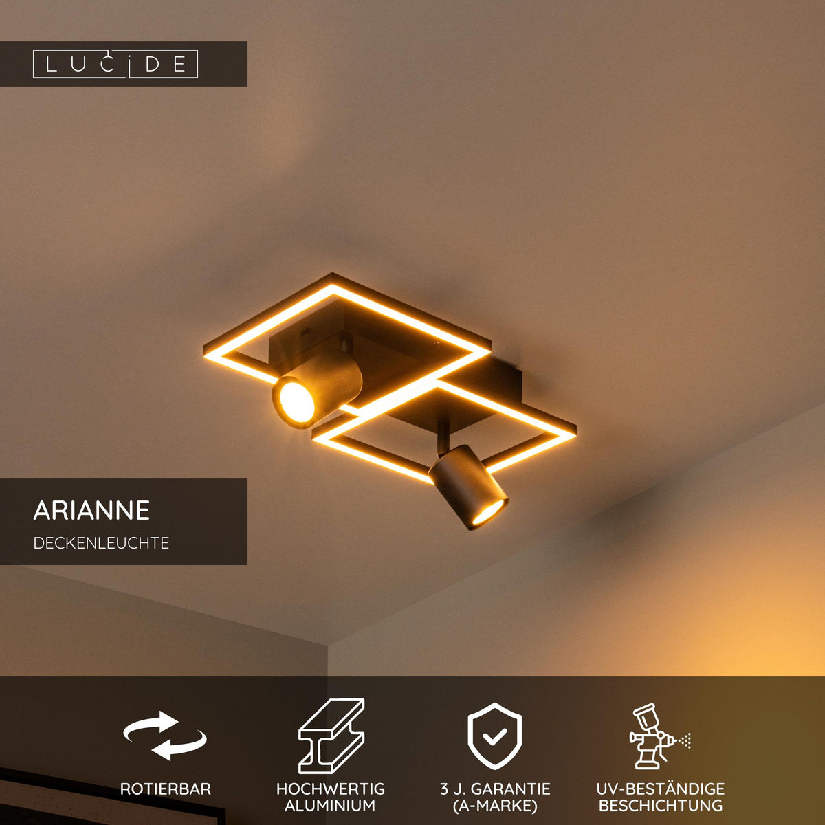 Arianne ceiling light 2-light swivel CCT 3300-4000K Black (6)