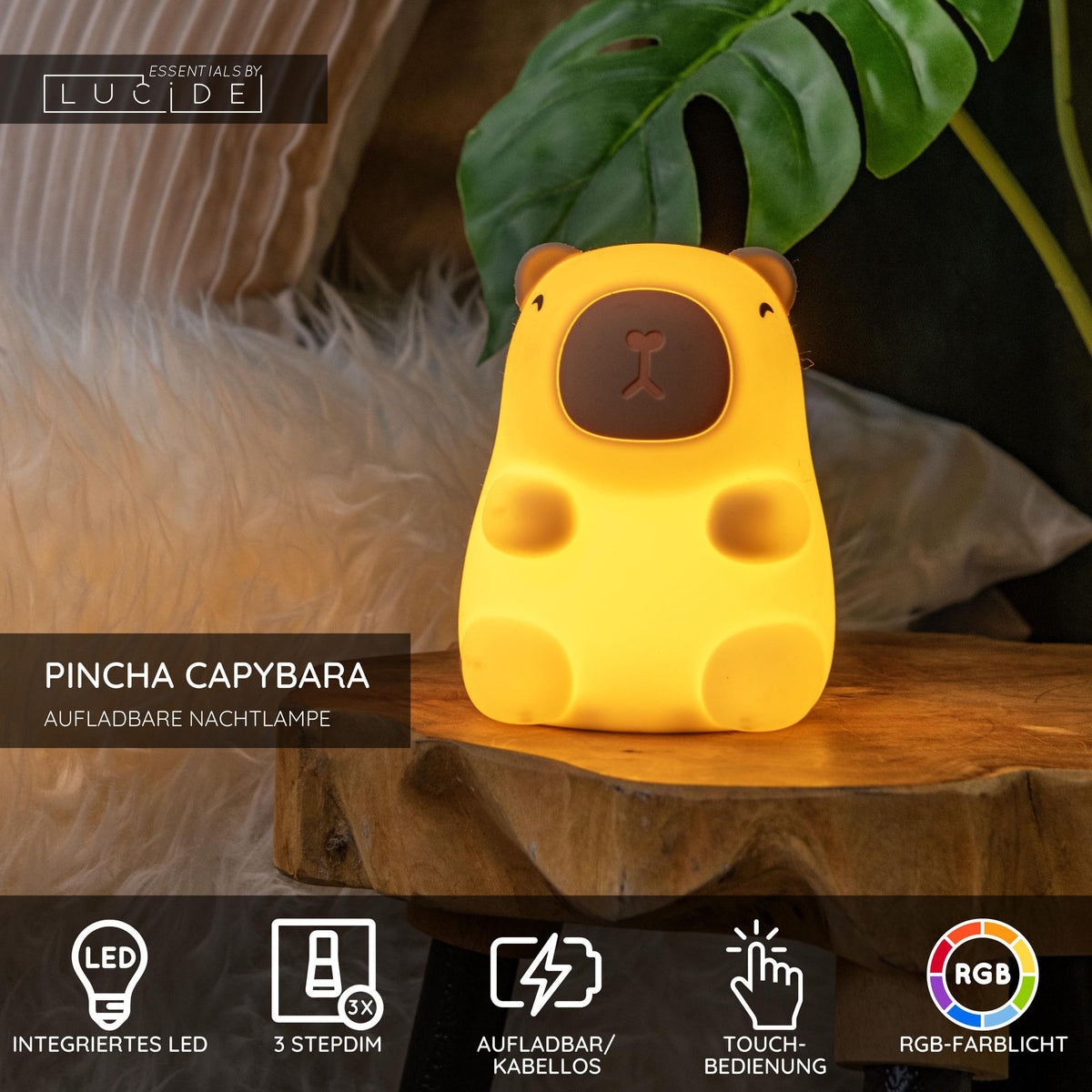 LED-lámpara de noche Pincha Capybara recargable RGB regulable (6)
