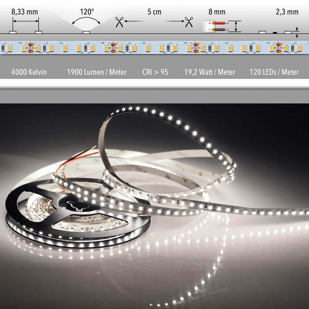 5m LED-Strip 19, 2 W/m Neutralweiß IP20