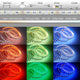5m LED Lichtband in RGB-Farben mit Beschreibung der Lichtdaten und Anwendungsbeispielen.