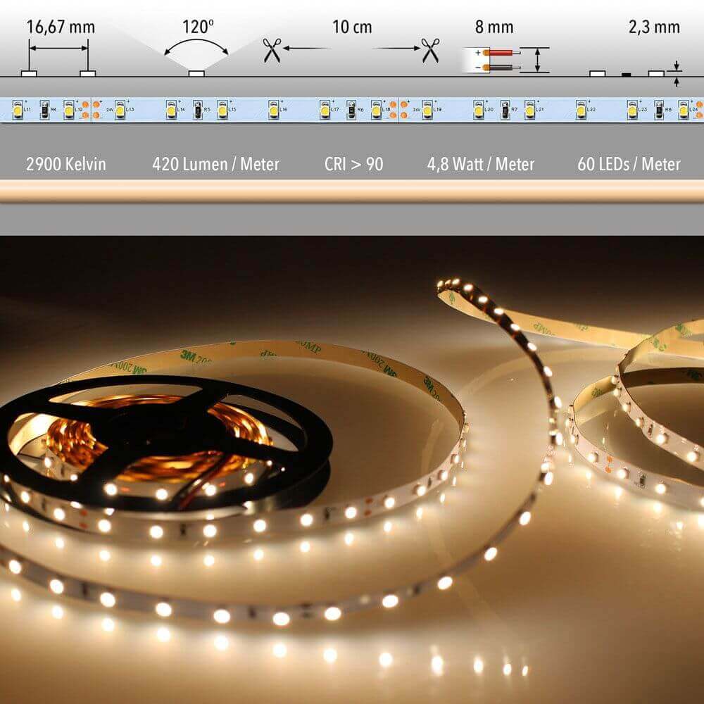 5m LED-Strip 4,8 W/m Warmweiß IP20