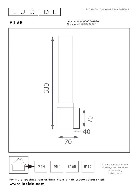 Außenwandleuchte Pilar IP54 mit Glasschirm (2)