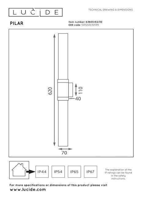 Außenwandleuchte Pilar 2-flammig Glas IP54 (2)