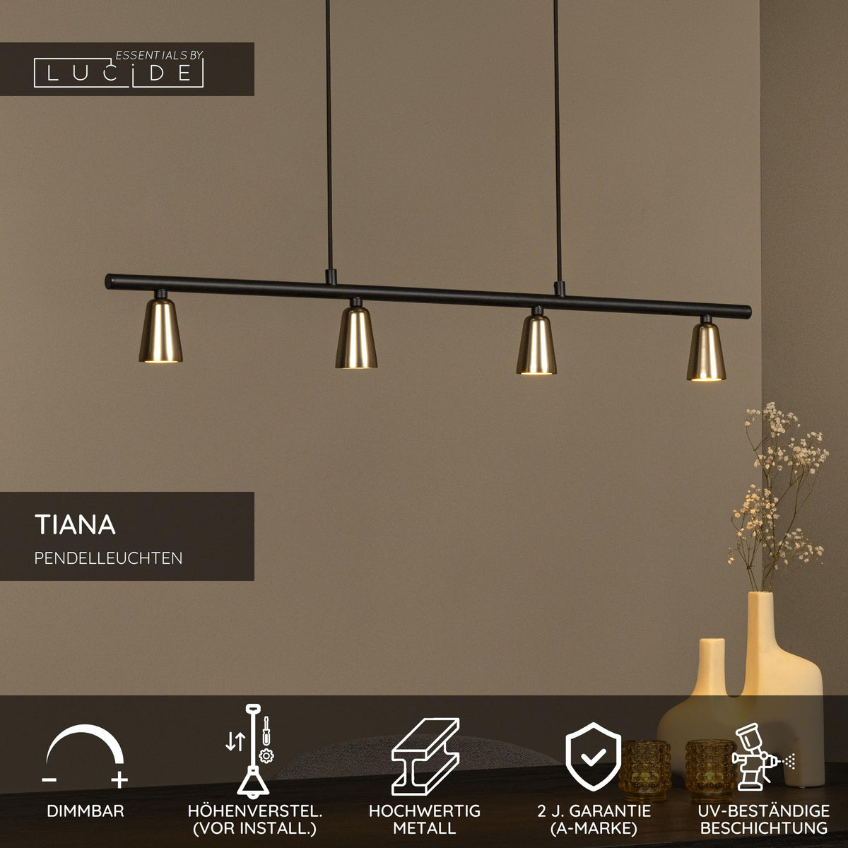 Suspension Tiana à 4 lampes, réglable en hauteur (6)