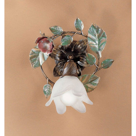 Lampada da parete e da soffitto Rosaio oro-argento-verde Ø 20 cm con design floreale e diffusore in vetro.