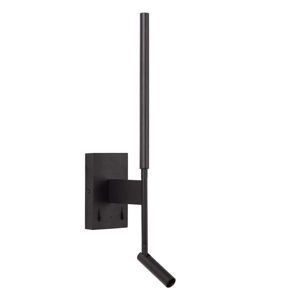 LED-Finan wall light with USB charging port, swivelling, black (3)