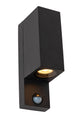 Zaro 2-light outdoor wall spotlight with motion sensor IP65 Black (2)