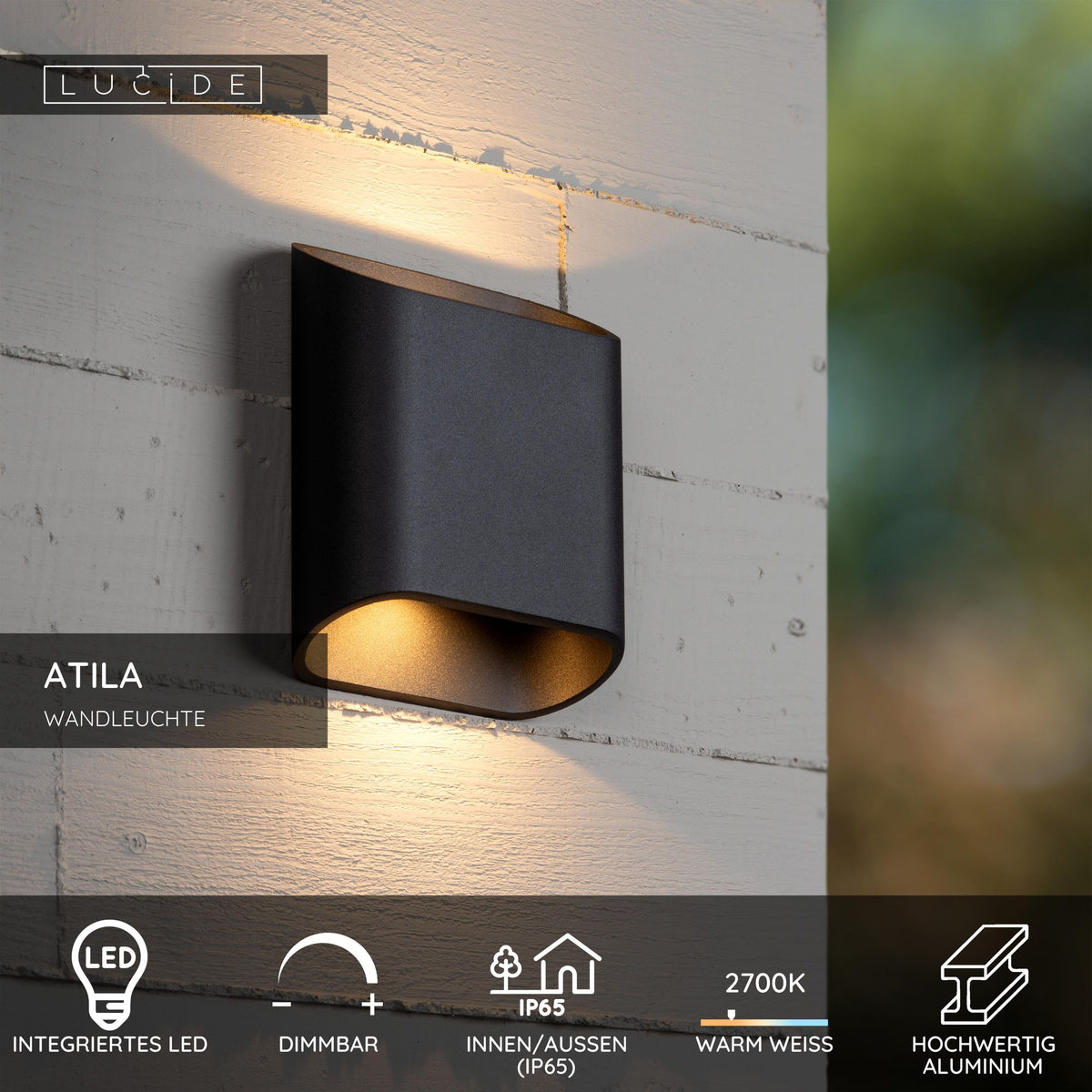 LED-Applique da esterno Atila a 2 luci dimmerabile IP65 500lm Nero (5)