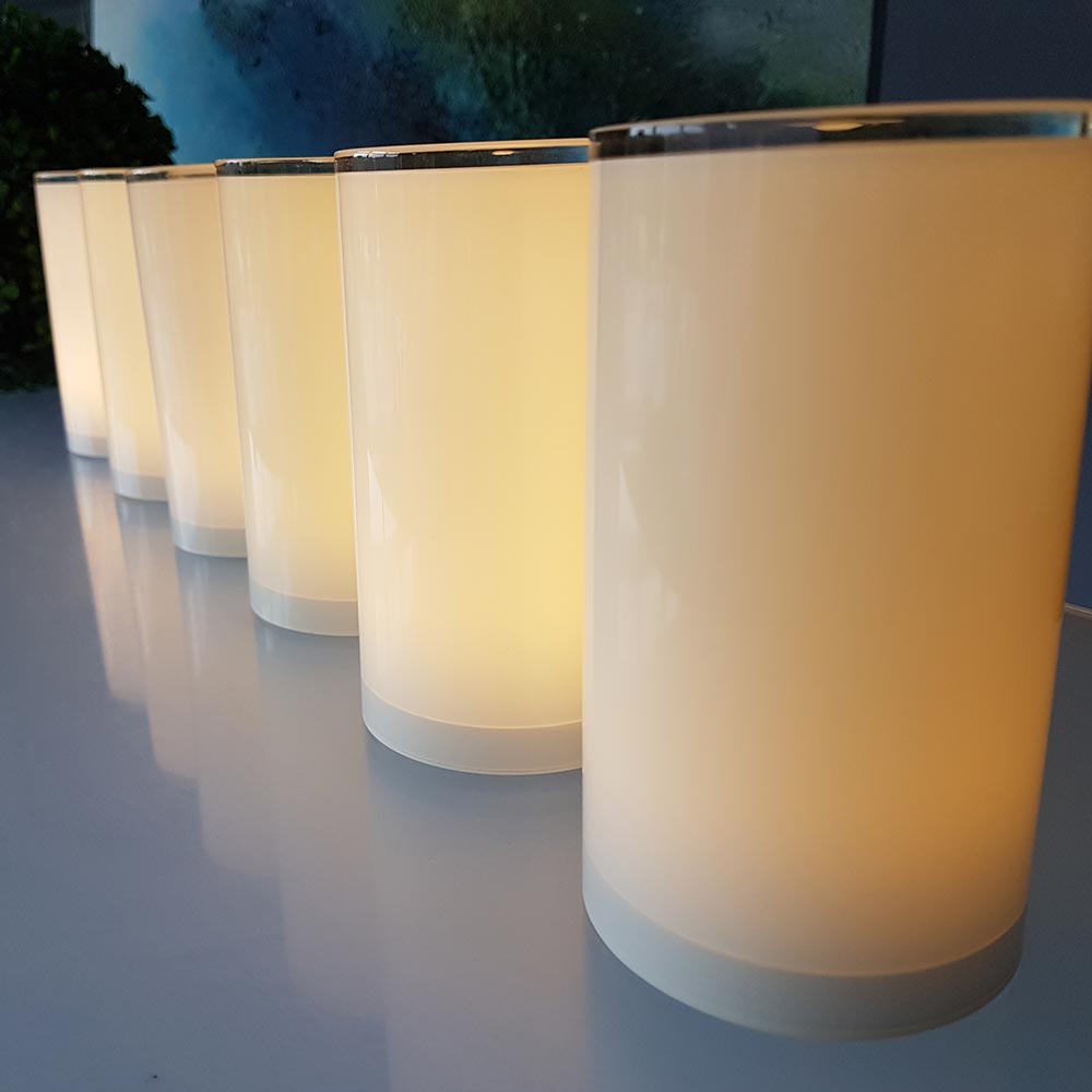 Set of 6 battery-powered LED table lamps Tub with app control