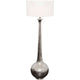 Stehleuchte Maestro Aluminium Vernickelt Silber mit glänzendem, kugelförmigem Fuß und elegantem Lampenschirm.