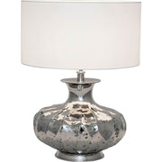 Table lamp Damasco nickel-plated aluminium silver with an elegant shape and a white lampshade.