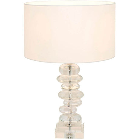 Table lamp Tempo acrylic glass-metal chrome-plated clear-silver with an elegant design and translucent lampshade.