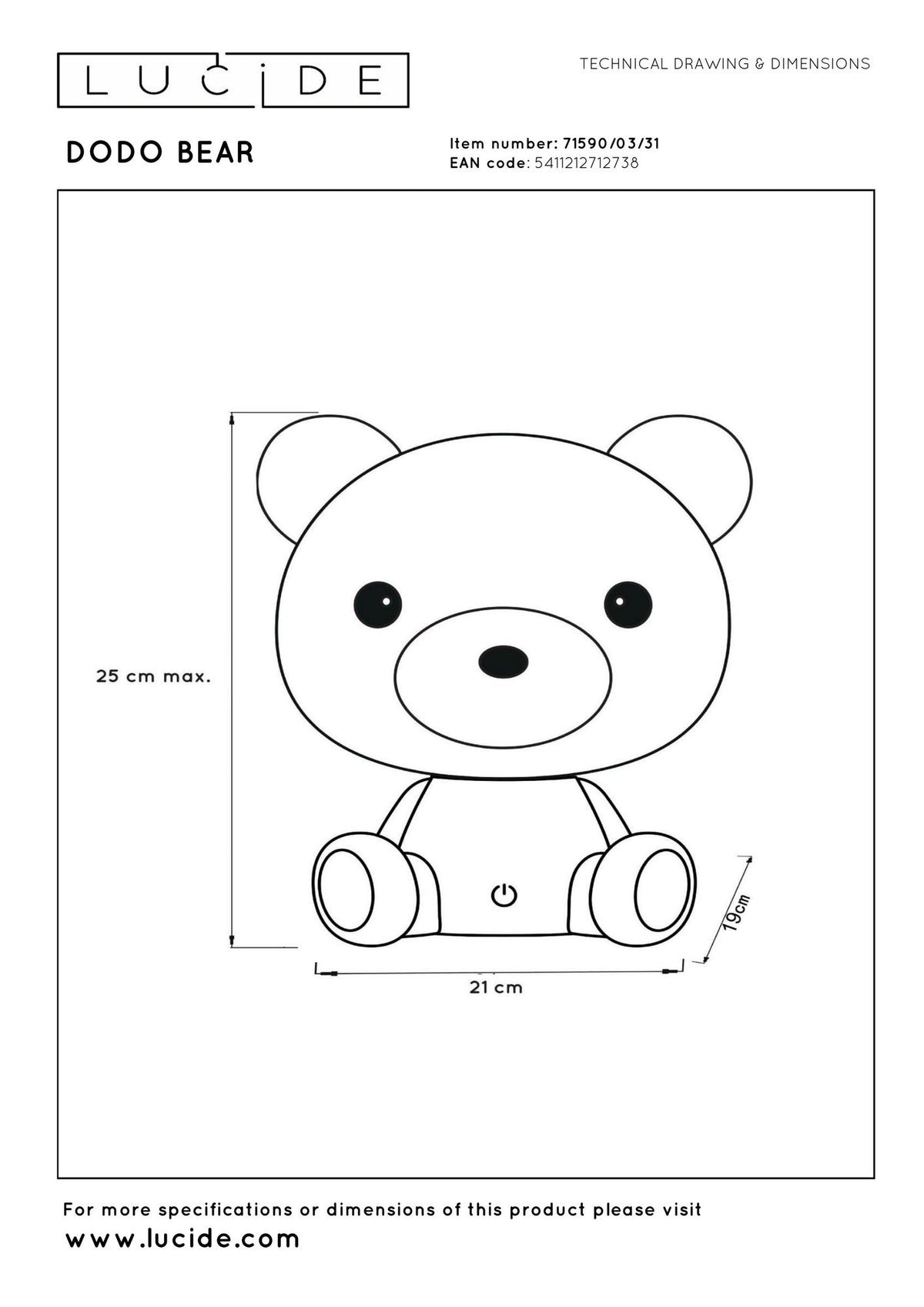 LED-Nachtlampe Dodo Bear mit Touchdimmer Weiß (5)
