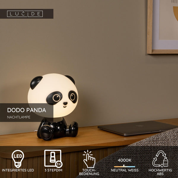 LED-lampada da notte Dodo Panda con touch dimmer, regolabile, per cameretta (4)