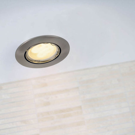 Mixit plafonnier encastrable en aluminium brossé, spot encastré orientable en acier brossé pour intérieur et extérieur.