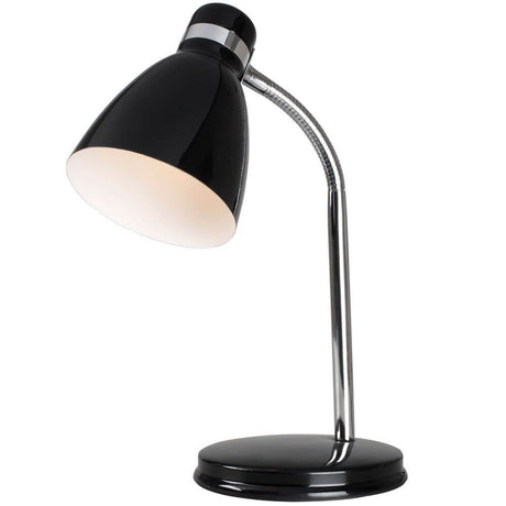 Lampe de table Cyclone noire avec abat-jour élégant et orientable en métal laqué.