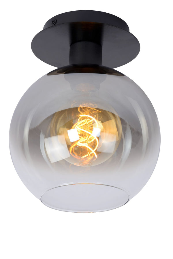 Plafondlamp Marius 1-lichts retro met rookglazen kap (2)
