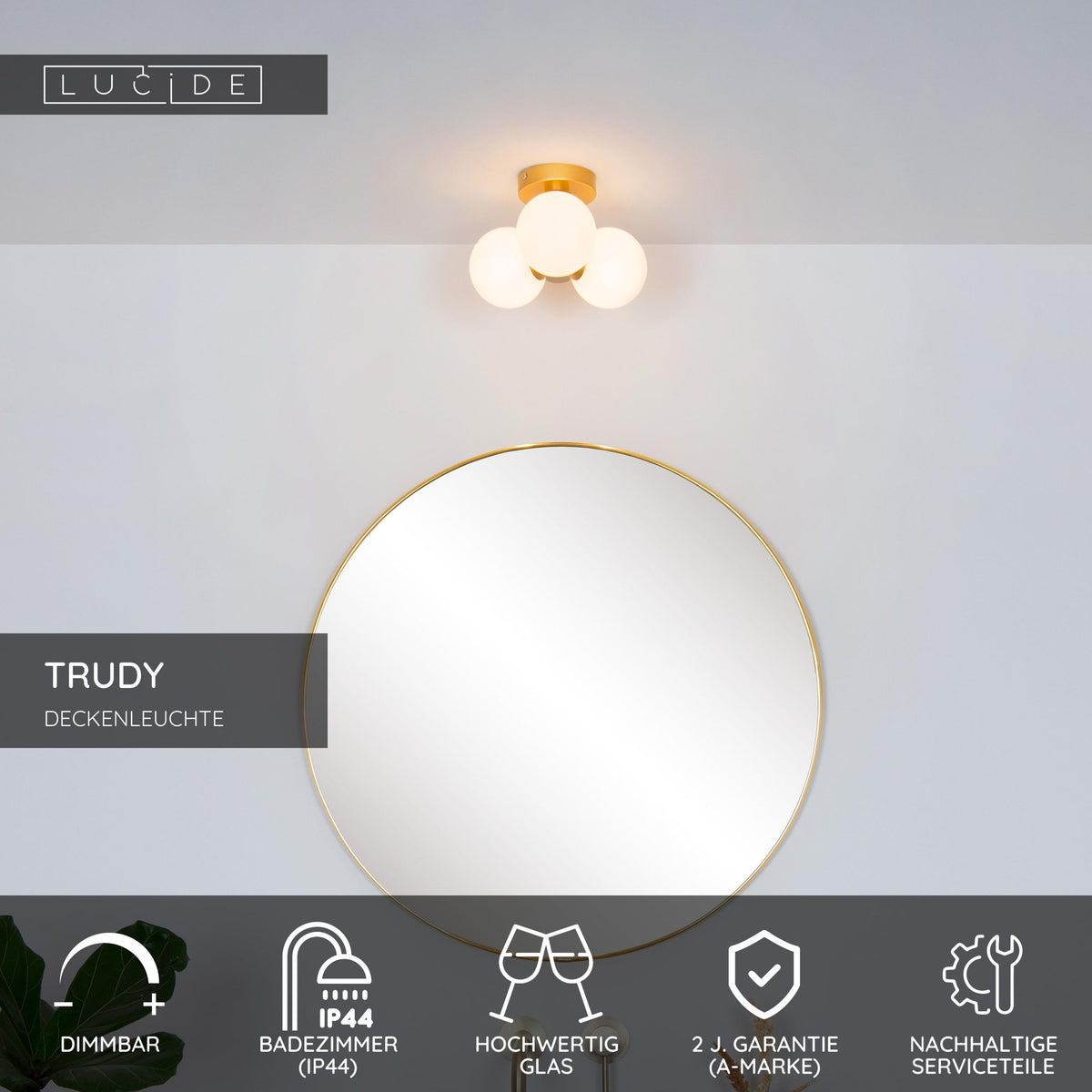 Deckenleuchte Trudy 3-flammig Glas IP44 (6)