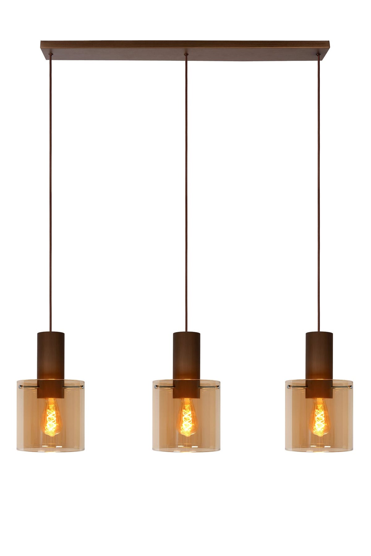 Pendelleuchte Toledo 3-flammig Glas Ø20cm höhenverstellbar Amber (1)