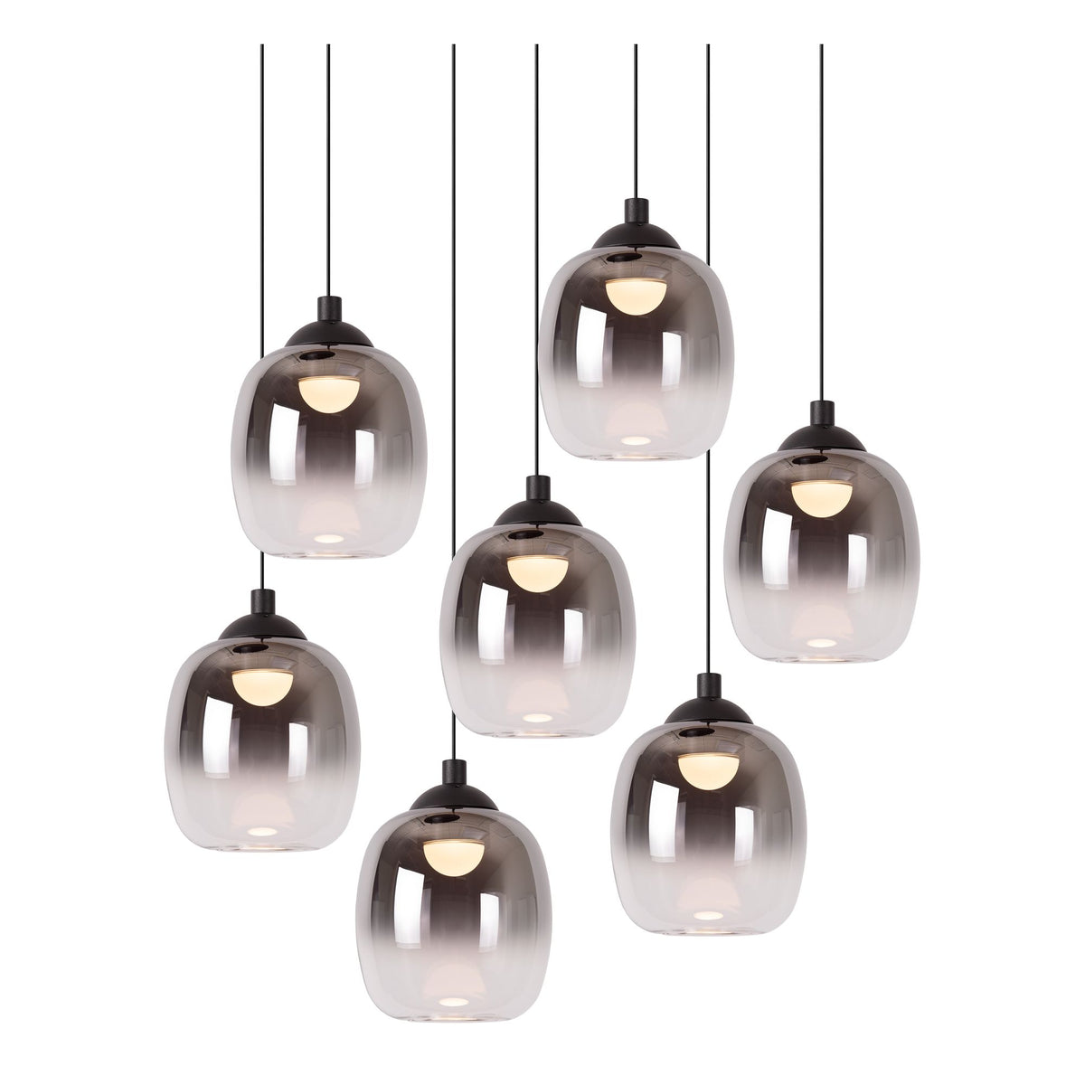 LED-Candeeiro suspenso Tamino 7-luzes regulável Branco quente 52cm (5)