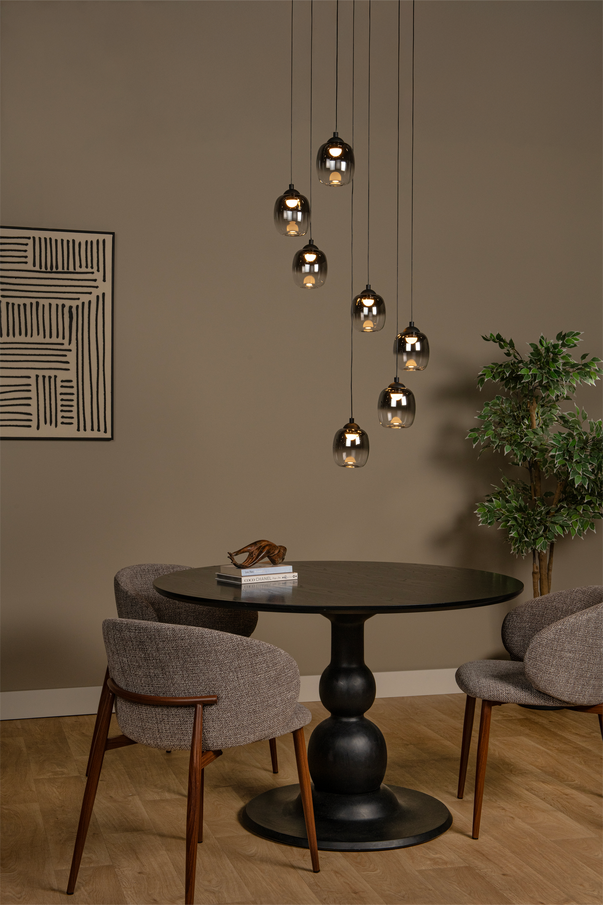 LED-Candeeiro suspenso Tamino 7-luzes regulável Branco quente 52cm (4)