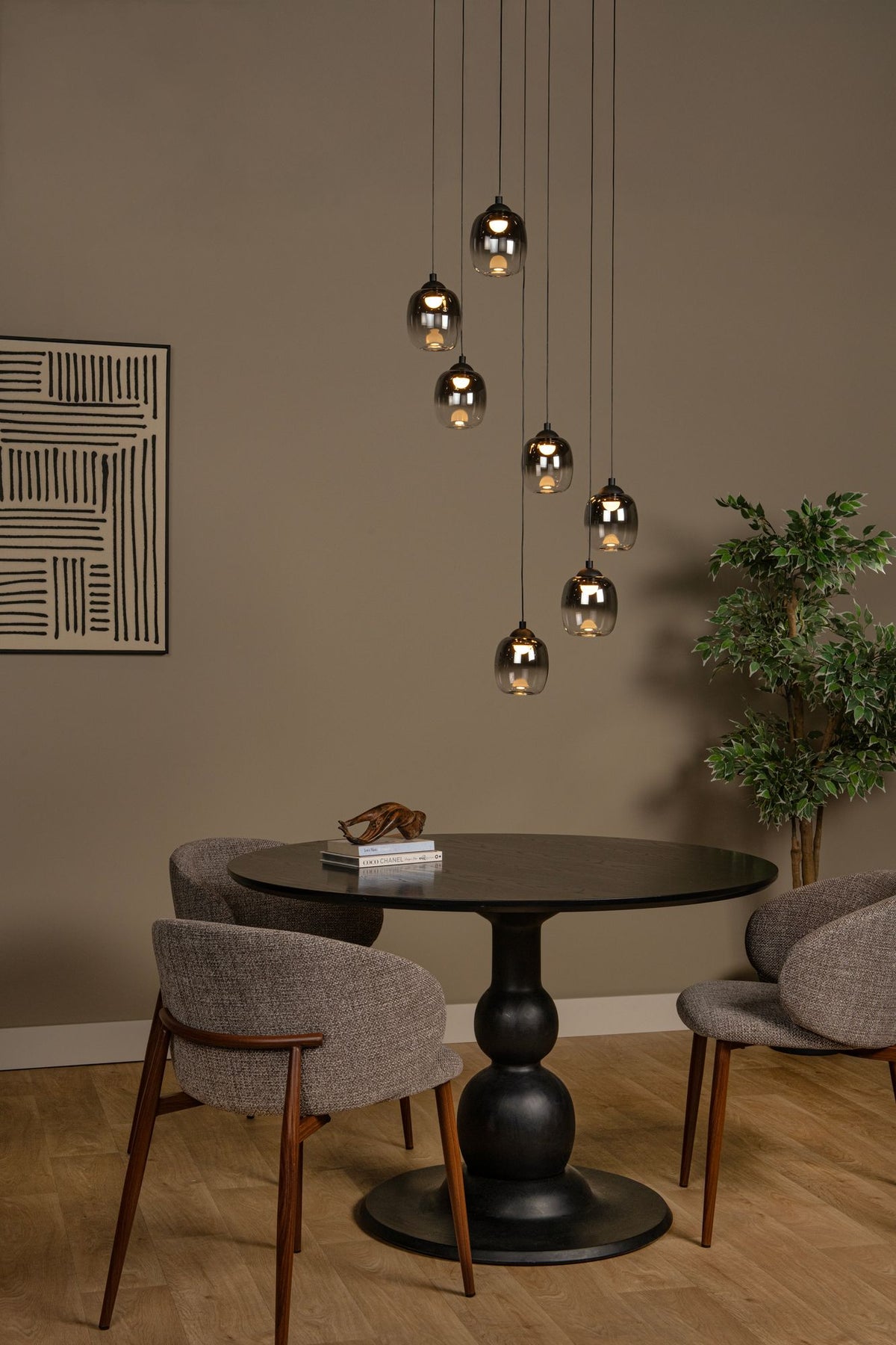 LED-Candeeiro suspenso Tamino 7-luzes regulável Branco quente 52cm (2)