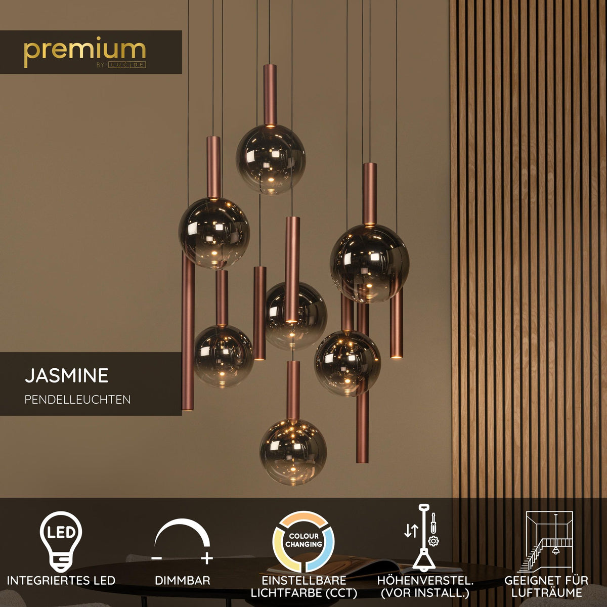 LED-Jasmine pendant light 12-light dimmable CCT glass copper 75cm (5)