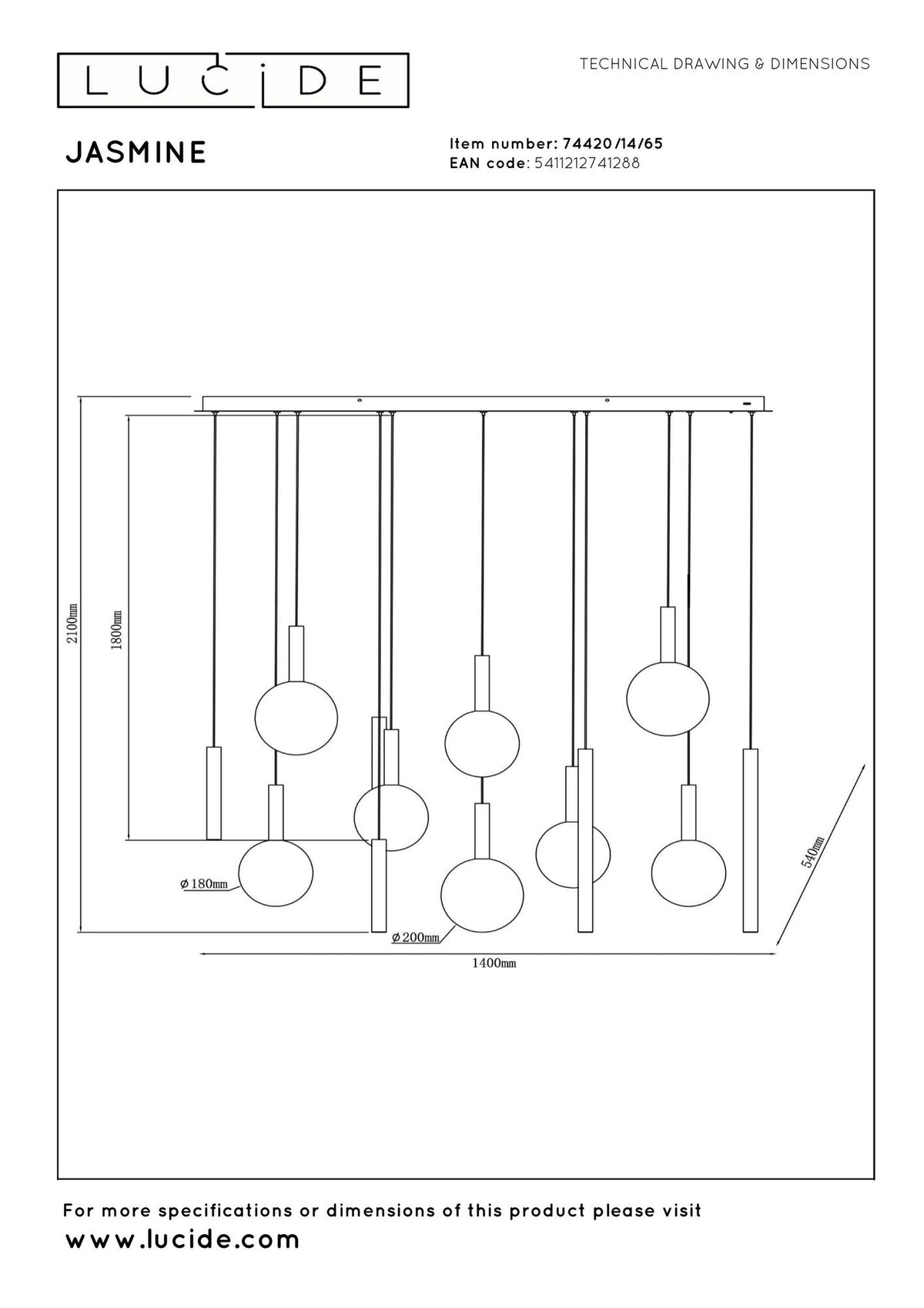 LED-Pendelleuchte Jasmine 14-flammig dimmbar CCT Kupfer (6)