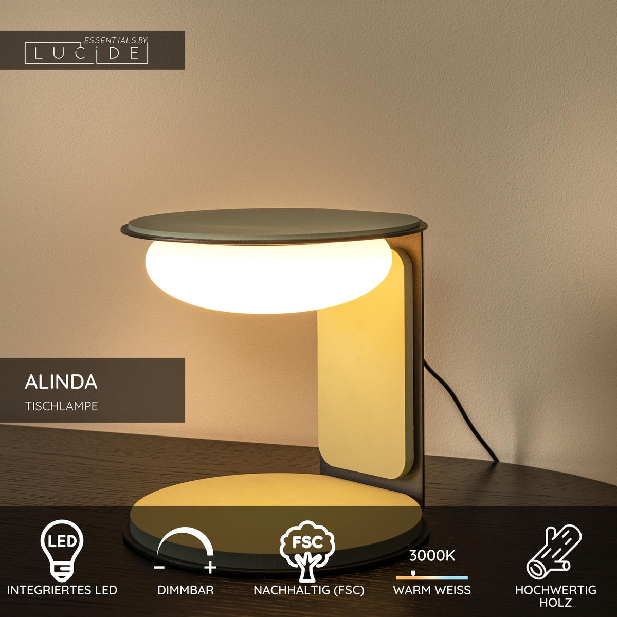 LED-Tischleuchte Alinda dimmbar mit Glasschirm (7)