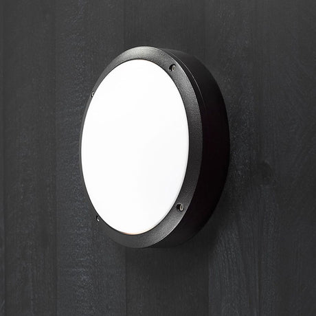 Desi 28 plafondlamp voor buiten in zwart, aan een muur gemonteerd, stijlvol design met matte lampenkap.