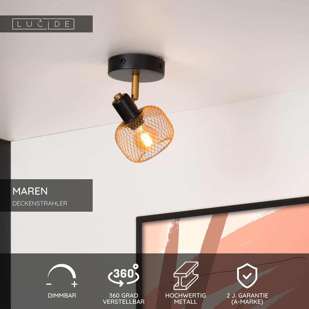 Faretto da soffitto Maren a 1 luce rotondo orientabile (6)