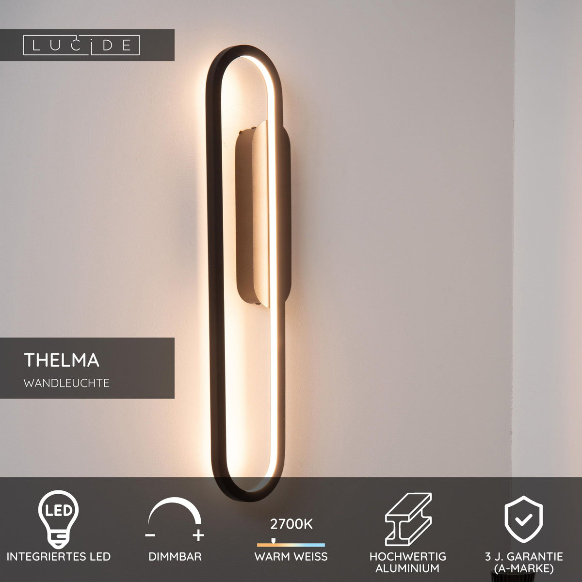 LED-Wandleuchte Thelma dimmbar 60cm Schwarz (5)
