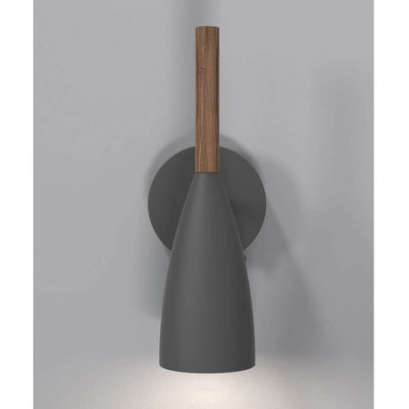 Applique Pure argentée, grise avec noyer huilé et une ligne élégante et fine.